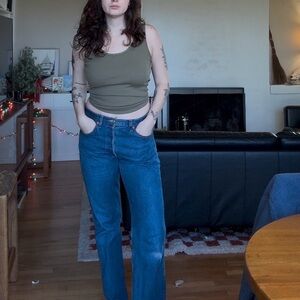 100% Cotton Ribbed Tank Top with Beaded Collar